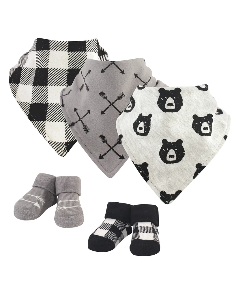 Yoga Sprout Baby Boy Cotton Bandana Bibs and Socks 5pk, One Size