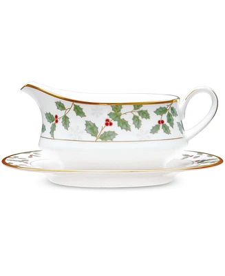 Noritake Holly & Berry Gold Gravy & Tray