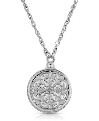 2028 Monastery Mirror Pendant Necklace - Silver