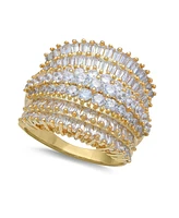 Cubic Zirconia Multi Row Princess, Baguette & Pave Band (4-1/5 ct. t.w.) Sterling Silver or 18k Gold over