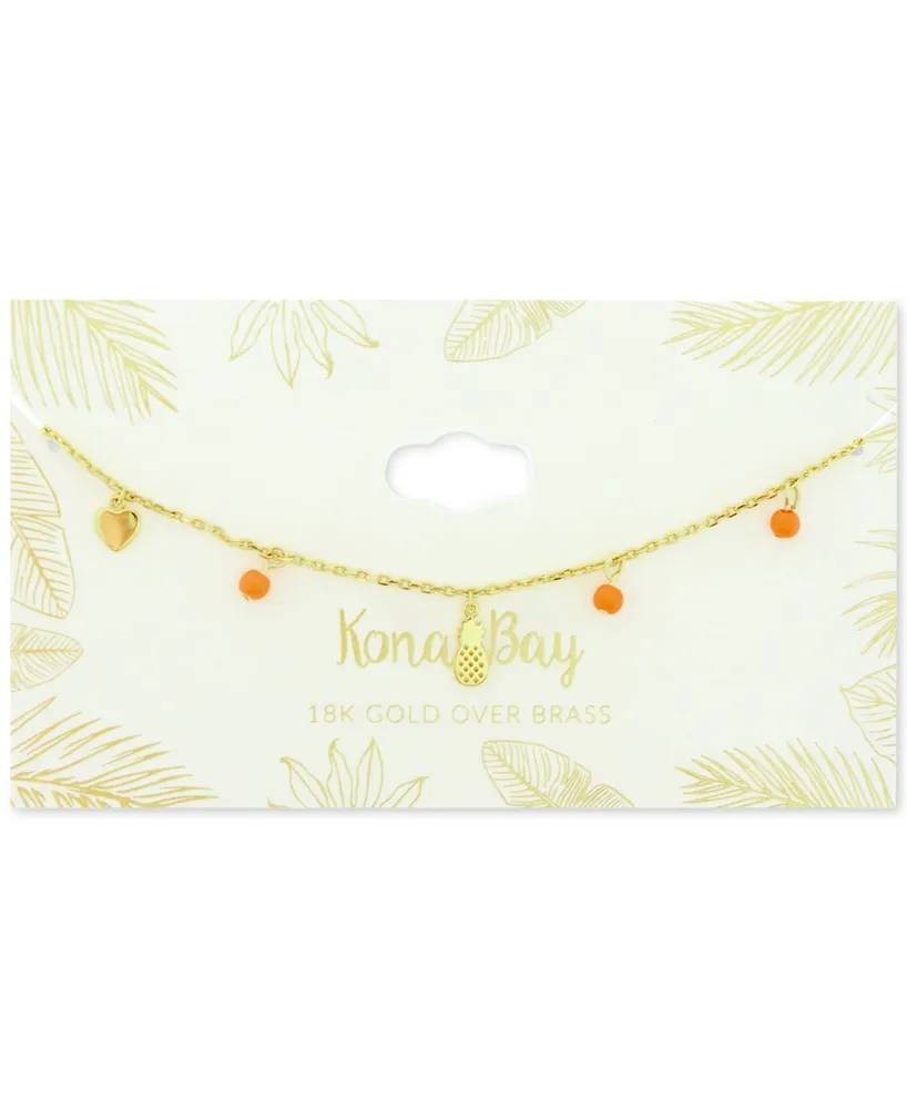 Kona Bay Pineapple & Bead Ankle Bracelet in Gold-Plate