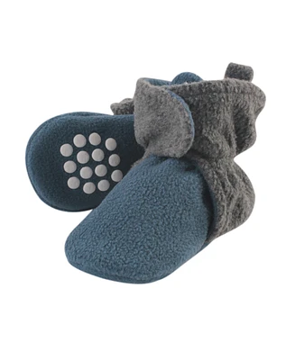 Luvable Friends Baby Boys Cozy Fleece Booties, Coronet Blue Heather Charcoal