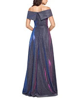 Xscape Women's Off-The-Shoulder Shimmer Wrap Style Gown