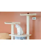 Armarkat 64" Real Wood Cat Tree With Scratch Post, Soft-side Playhouse