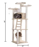 Armarkat Multi-Function Real Wood Cat Tower With Spacious Condo