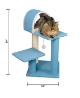 Armarkat Sky Blue 29" Real Wood Cat Tree With Scratcher And Tunnel For Squeeze, Snoozing And Hiding, B2903