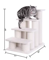 Armarkat 4 Steps Real Wood Ramp For Dogs, Cats, Cat Step Stairs Ramp, 25"(L)x17"(W)x25"(H), B4001