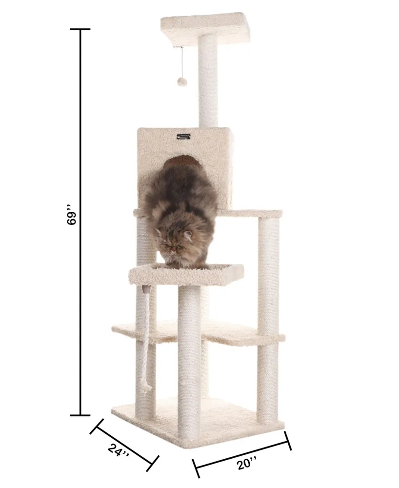 Armarkat Real Wood Cat Tower, Ultra Thick Faux Fur Covered Cat Condo