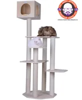 Armarkat 69" Real Wood Premium Scots Pine, 5-Level Cat Tree With Perch & Condo