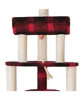 Armarkat B5806 Classic Real Wood Cat Tree With Multiple Features, Jackson Galaxy Approved, Four Levels With Rope, Basket, Ramp, Perch, and Condo