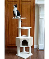 GleePet 48-Inch Real Wood Cat Tree With Perch & Playhouse