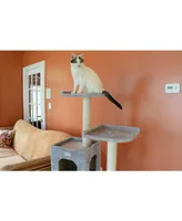 GleePet GP78571022 57-Inch Real Wood Cat Tree In Silver Gray With Two-Door Condo