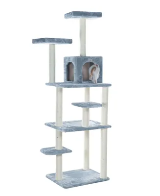 GleePet 74-Inch Real Wood Cat Tree With Seven Levels - Silver