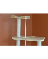 Armarkat Cats Natural Sisal Posts Tower, Real Wood Scratching Tree For Cats, 58inch Height Beige Condo A5801