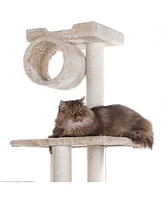 Armarkat 62-inch Real Wood Cat Tree with Scratch Posts, Hammock, and Sisal Rope for Cats and Kittens