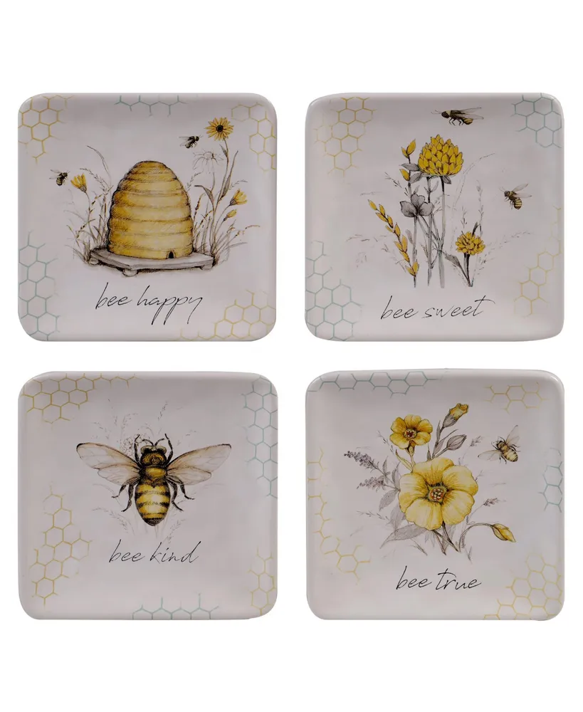 Certified International Bee Sweet 4-Pc. Canape Plates asst.