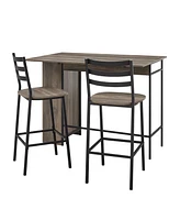 Walker Edison 3 Piece Drop Leaf Counter Table Set