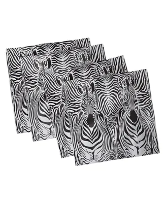 Ambesonne Zebra Print Set of 4 Napkins