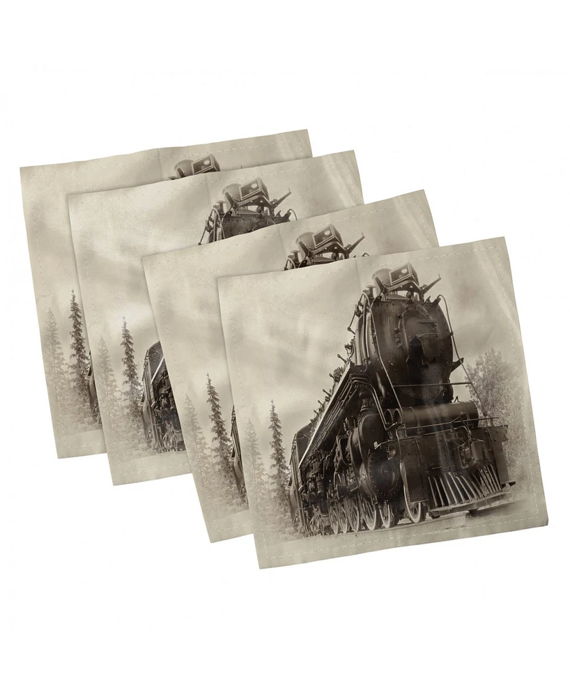 Ambesonne Steam Engine Set of 4 Napkins, 12" x 12"