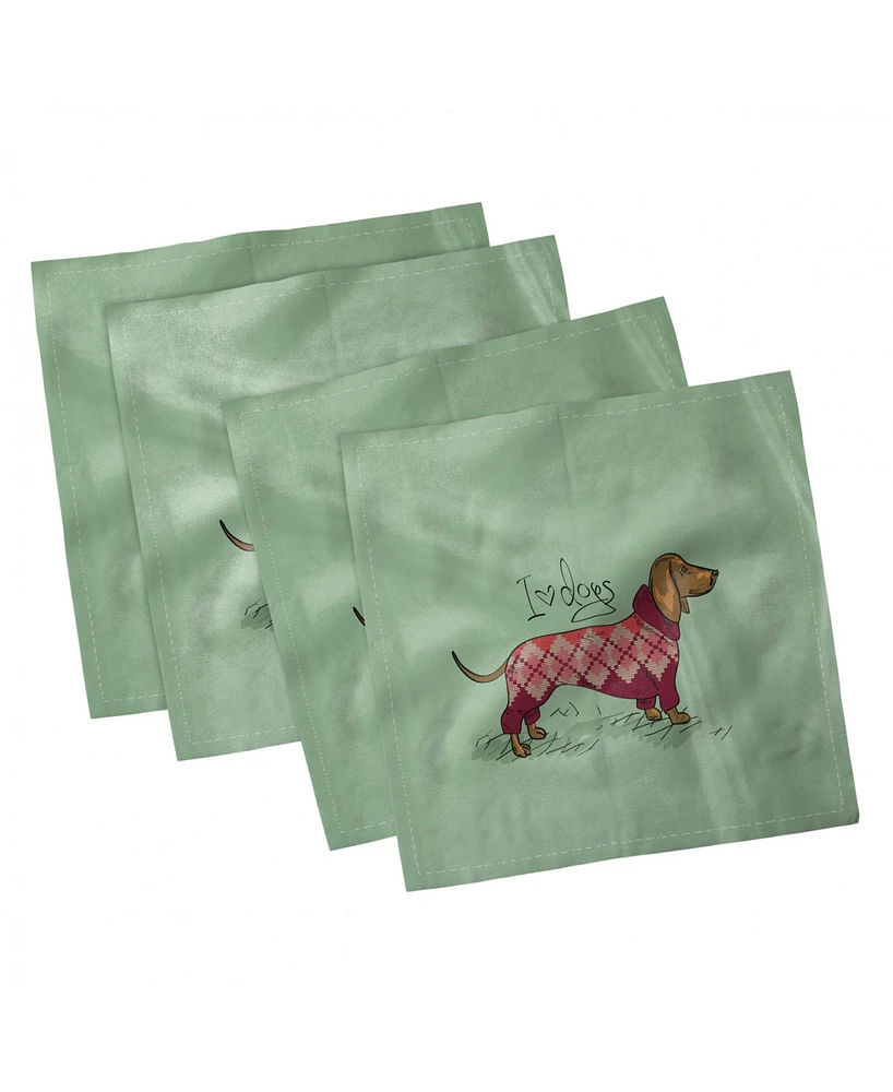 Ambesonne Dachshund Set of 4 Napkins