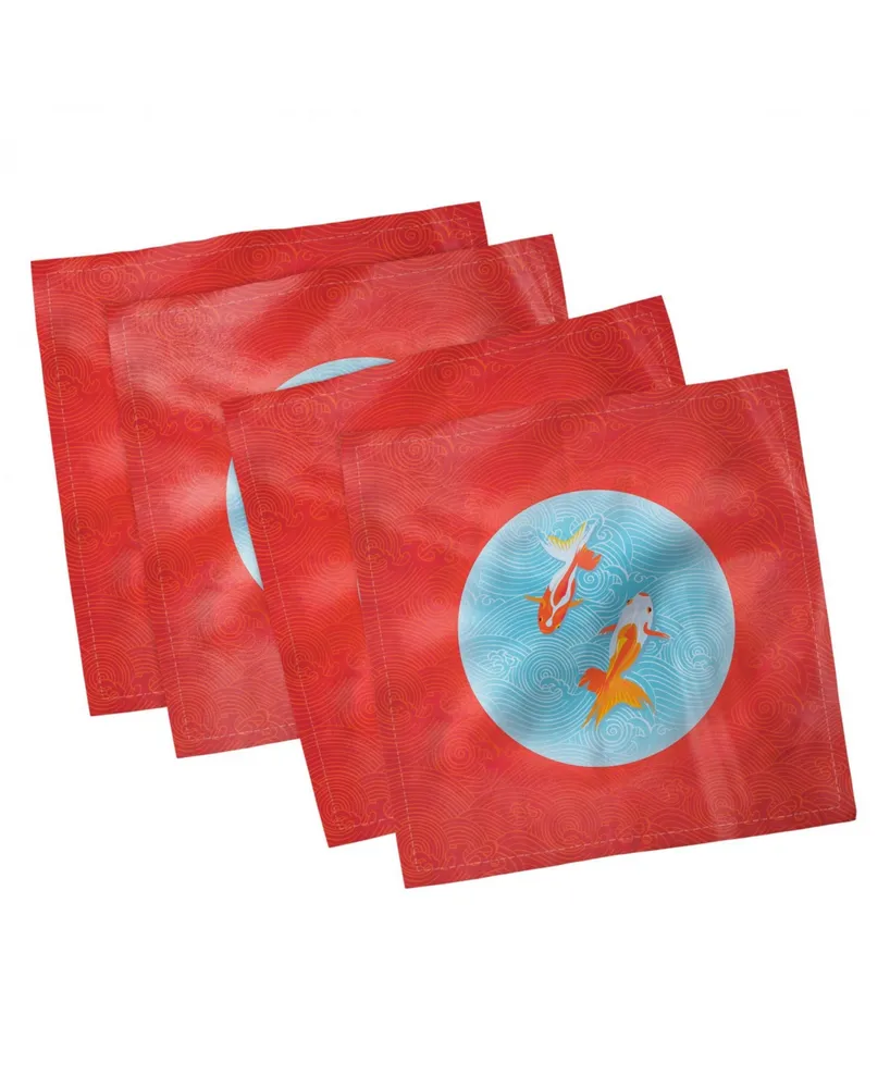 Ambesonne Goldfish Set of 4 Napkins, 12" x 12"