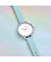 Olivia Burton Women's Rainbow Turquoise Leather Strap Watch 34mm