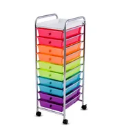 Costway 10 Drawer Rolling Storage Cart Scrapbook Office School Organizer