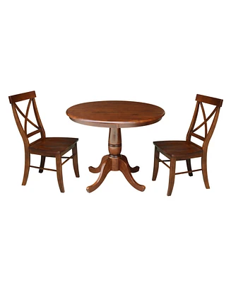 International Concepts 36" Round Top Pedestal Table with 2 Chairs