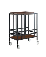 Inspired Home Ron Serving Bar Cart with Metal Frame and Casters