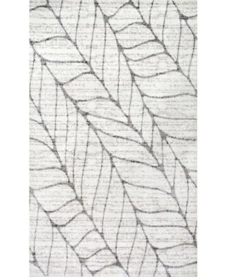 Nuloom Smoky Abstract Leaves Silver Area Rug