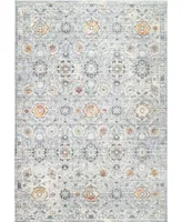 nuLoom Laziza Fiona Floral Distressed Silver 6'7" x 9' Area Rug