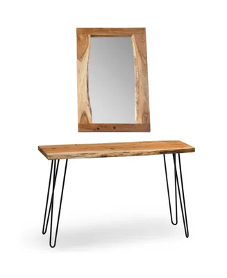 Alaterre Furniture Hairpin Natural Live Edge Media Console and Mirror Set