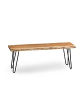 Alaterre Furniture Hairpin Natural Live Edge Bench with Coat Hook Set