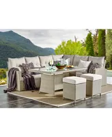 Alaterre Furniture Canaan All-Weather Wicker Outdoor Square Stools with Cushions Set