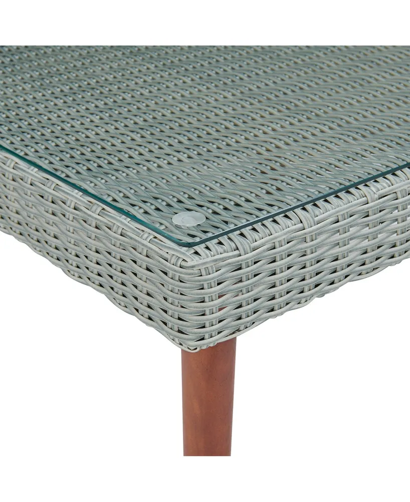 Alaterre Furniture Albany All-Weather Wicker Outdoor Square Coffee Table with Glass Top