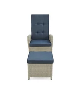 Alaterre Furniture Haven All-Weather Wicker Outdoor Recliners with Ottomans and Cushions Set