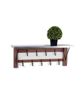 Alaterre Furniture Millwork Wood and Zinc Metal Bench with Open Coat Hook Shelf
