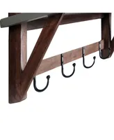 Alaterre Furniture Brookside Cement-Top Wood Entryway Coat Hook and Bench