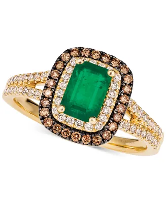 Le Vian Costa Smeralda Emerald (3/4 ct. t.w.) & Diamond (3/8 Halo Ring 14k Gold