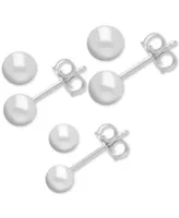And Now This 3-Pc. Set Silver Plated Ball Stud Earrings