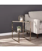 Southern Enterprises Hayle Mirrored Side Table with Faux Stone Glass