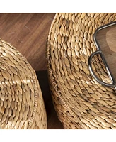 Southern Enterprises Hermia Round Water Hyacinth Storage Tables 2 Piece Set