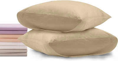 Superity Linen 100% Premium Cotton Pillow Cases - Soft and Breatheable Envelope Enclosure King Cream