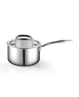 Cook N Home 1.5 Quart Tri-Ply Full Clad Stainless Steel Saucepan with Glass Lid, Silver
