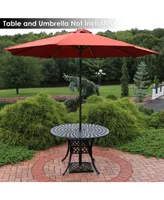 Cast Iron Patio Umbrella Base Stand - Modern Geometric Design - 17-Inch Square