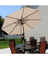 Sunnydaze Decor 9-Foot Patio Umbrella with Solar Led Lights and Push Button Tilt