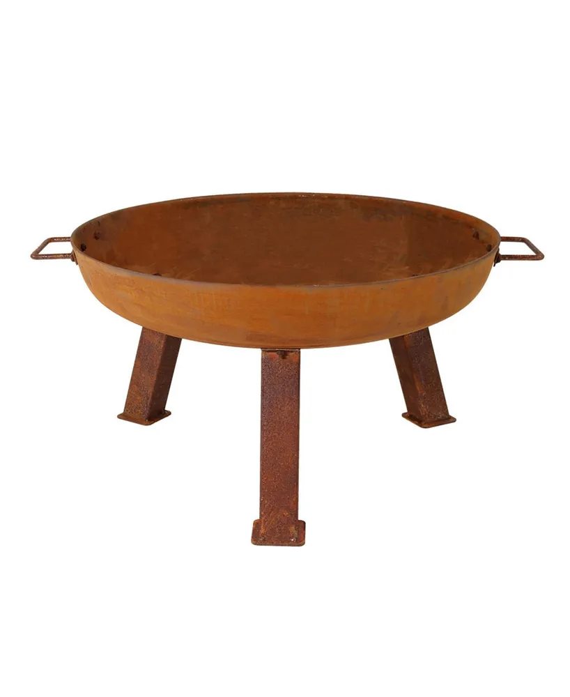 24-Inch Rustic Cast Iron Fire Pit Bowl with Handles - Lightweight Design - Unique Rust Patina