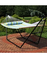 Sunnydaze Decor Double Quilted Fabric Hammock with Universal Steel Stand - - - Stand