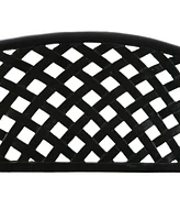 Sunnydaze Decor 2-Person Cast Aluminum Garden Bench with Checkered Design - 615-Pound Weight Capacity - 39-Inch W - Black