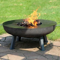Sunnydaze Decor 40-Inch Cast Iron Fire Pit Bowl with Cooking Ledge - Wood Burning